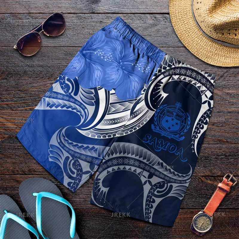 Men's Shorts New Vintage 3D Samoa Emblem Printed Beach Shorts Fashion Streetwear Board Shorts Unisex Cool Swimming Shorts Men Swimming Trunks z25