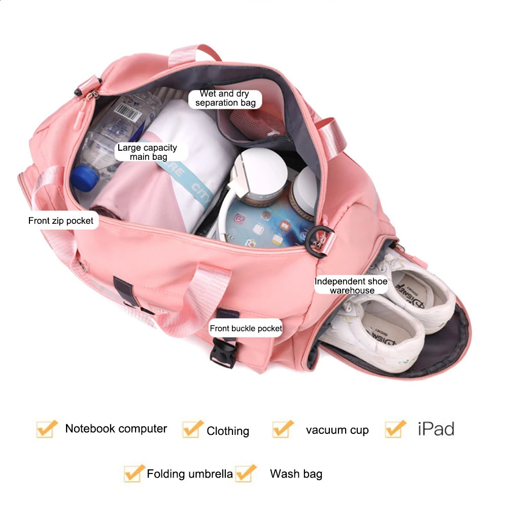 Large Capacity Women Travel Bags Shoulder Crossbody Bags Luggage Handbags for Female Duffle Bags Oxford Dry Wet Separation Bags 250214