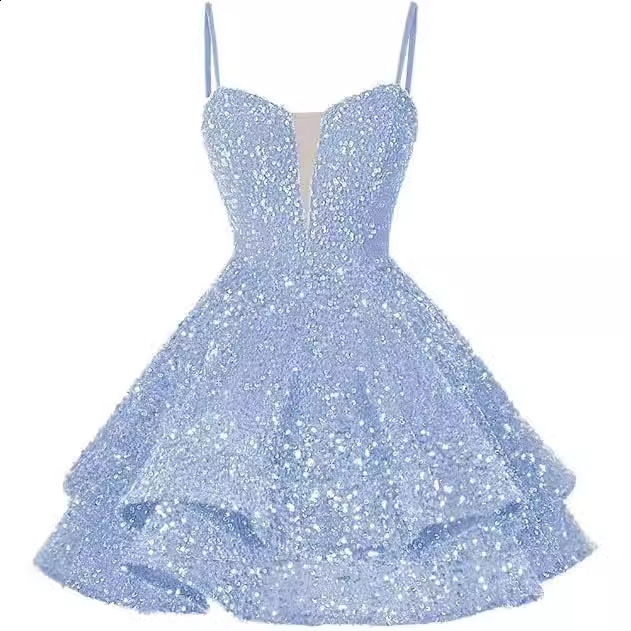 Shiny Short Homecoming Strap Sexy Dress 2025 New Shiny Sweet Ball Party Evening Dress 240801