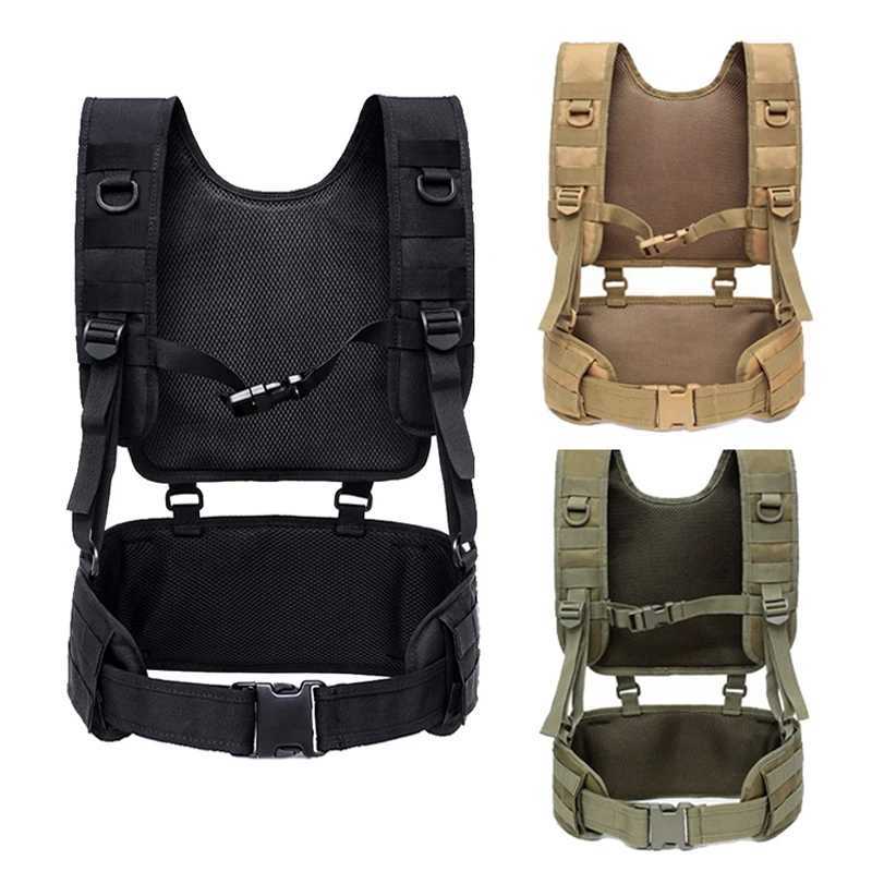 Military Tactical Vest Molle Chest Rig with Belt Walkie Talkie Holder Bottle Bag Airsoft Detachable Duty Hunting Combat VestsXJ250219