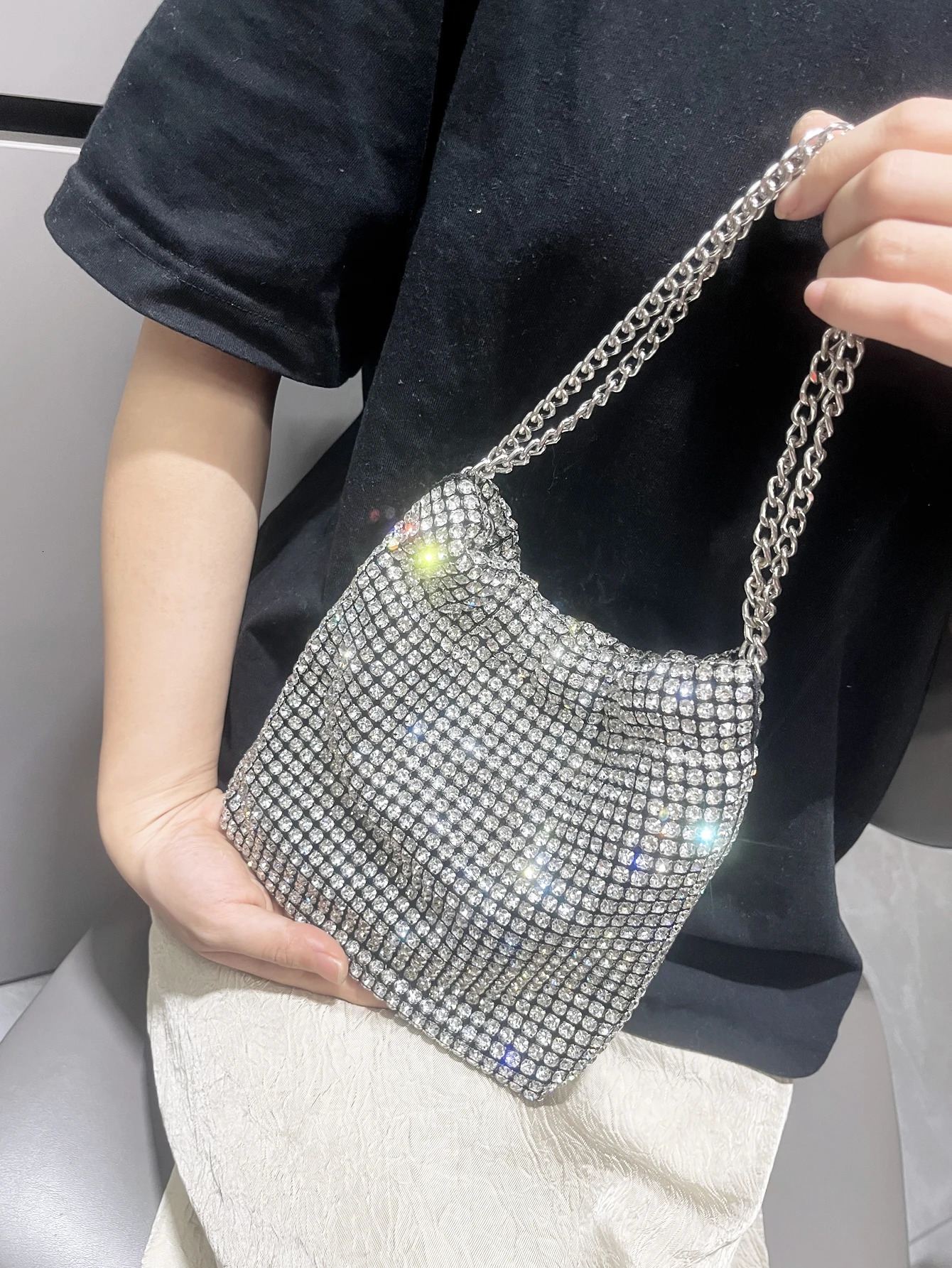 y ner shoulder bag handmade Shining Rhinestones Evening clutch Bag Purse Crystal Purses and handbag Hobo Bags 250218