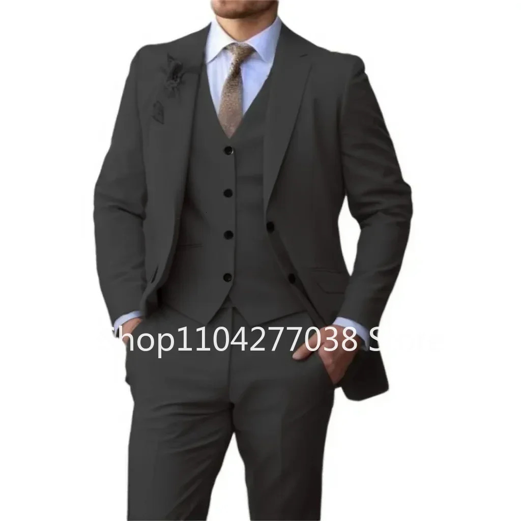 Formal Suit for Men 3piece Blazer Vest and Pant Notched Lapel Fashion Tuxedo Suit for Men Wedding Dresses Business Evening Party 250213