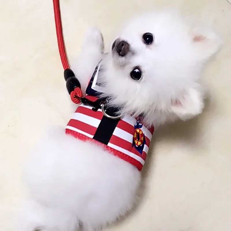 Pet Dog Harness Soft Breathable Navy Style Leash Set For Small Medium Dogs Chihuahua Puppy Collar Cat Pet Dog Chest Strap LeashXJ250218