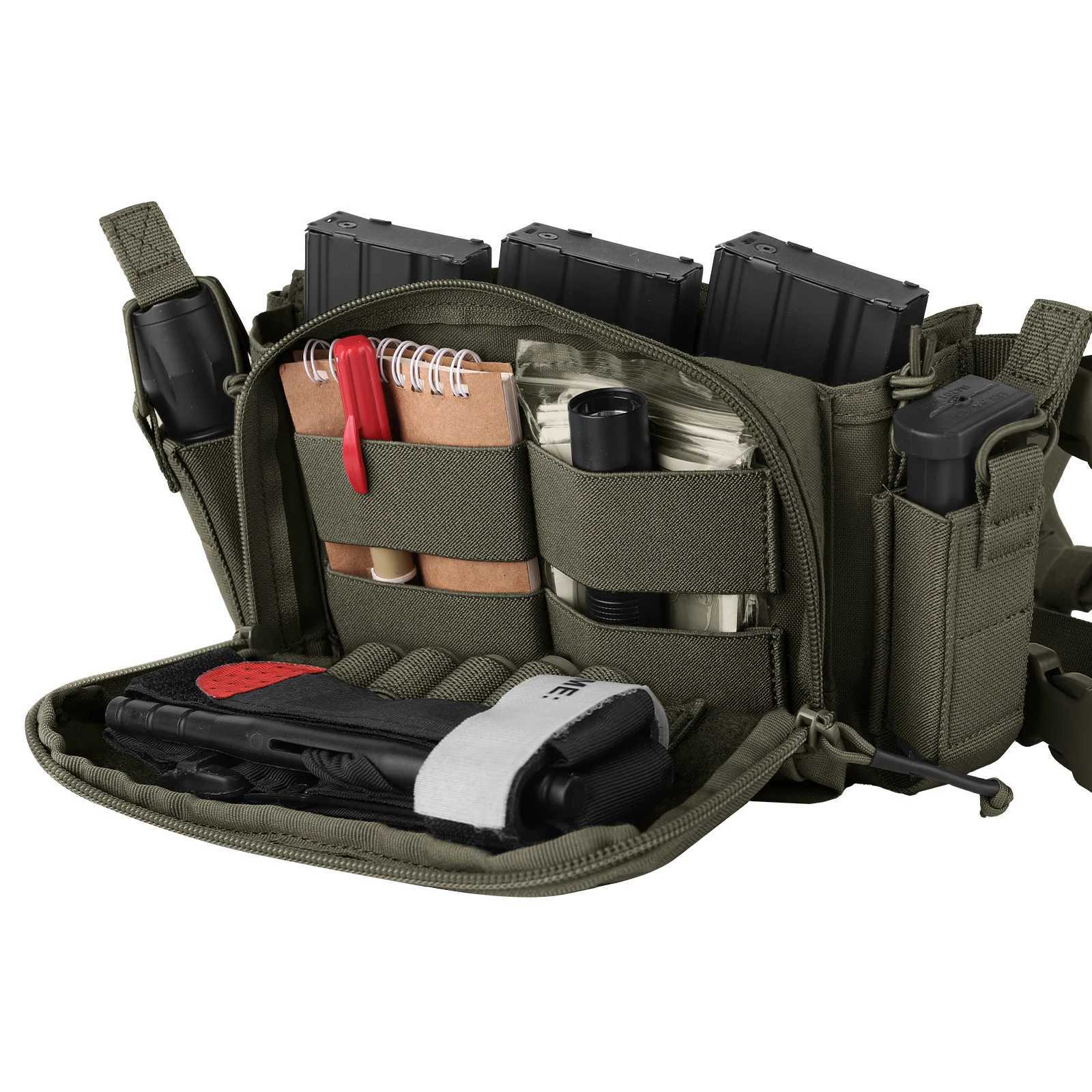 KRYDEX Tactical D3CR Chest Rig Vest with D3 Flatpack Backpack Bag Rifle Pistol Mag Pouch Hunting Airsoft Accessory Ranger GreenXJ250219