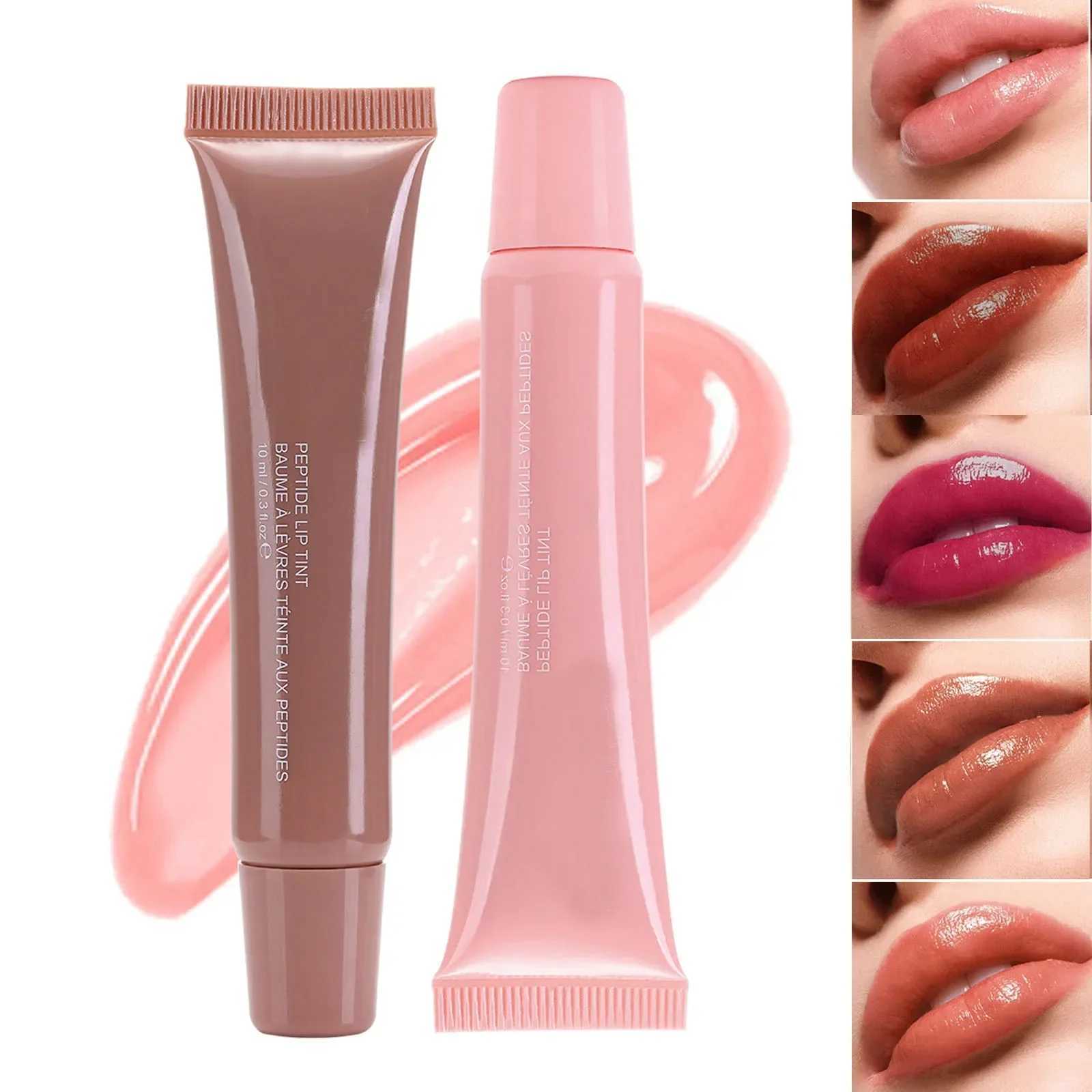 1pcs Soft Tube Mirror Lip Gloss Lip Oil Nude Brown Plumping Lip Gloss Moisturizing Transparent Lipgloss Beauty Cosmetics MakeupW250219