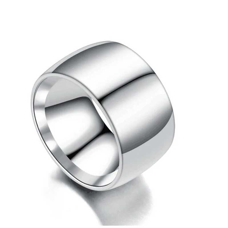 HNSP 12MM Wide Smooth Stainless Steel Ring For Men Male Finger Jewelry Accessories Gold Silver Black ColorXJ250219