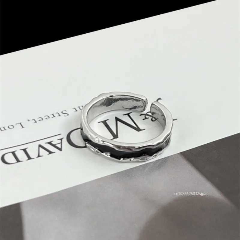 Vintage Black Drop Glaze Open Ring for Women Irregular Texture Simple Rings Adjustable Finger Rings Wedding Party Jewelry GiftXJ250219