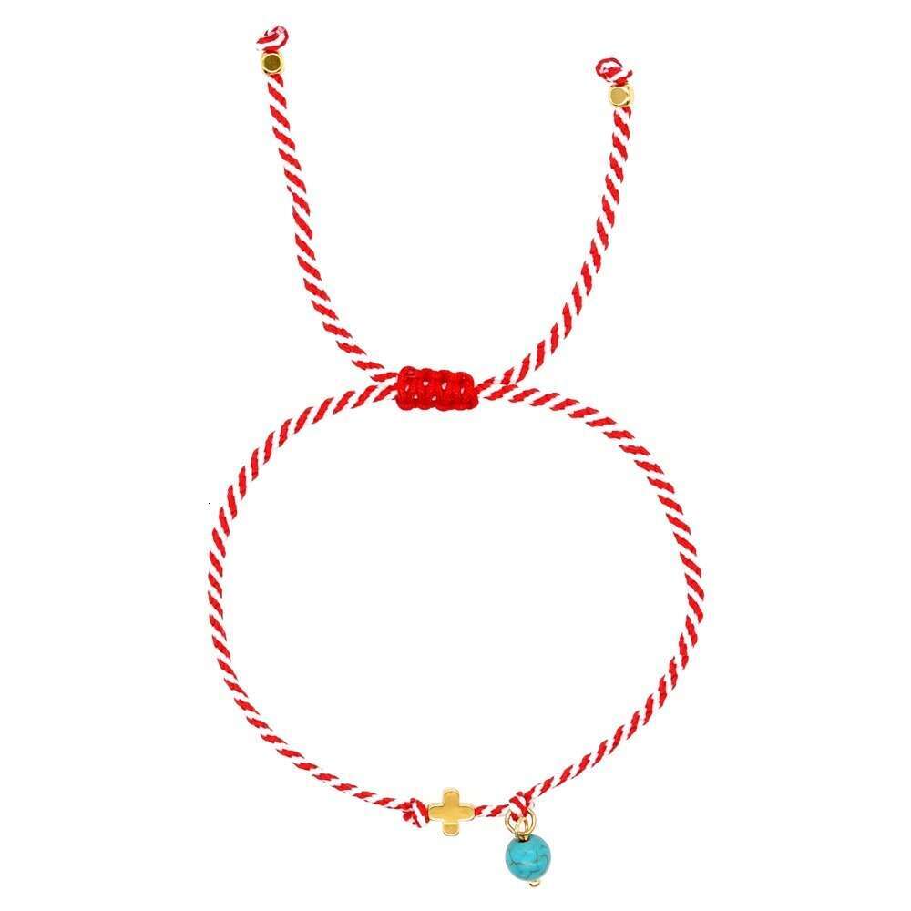 Fashionable minimalist Maltis with eyes, turquoise red and white rope, women's bracelet
