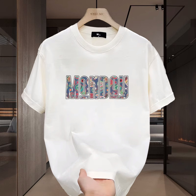 Spring Cotton Designer Short Sleeved T-shirt Men's Fashion Printed T-shirt 2025 Summer New Personalized Casual Half Open Sleeve