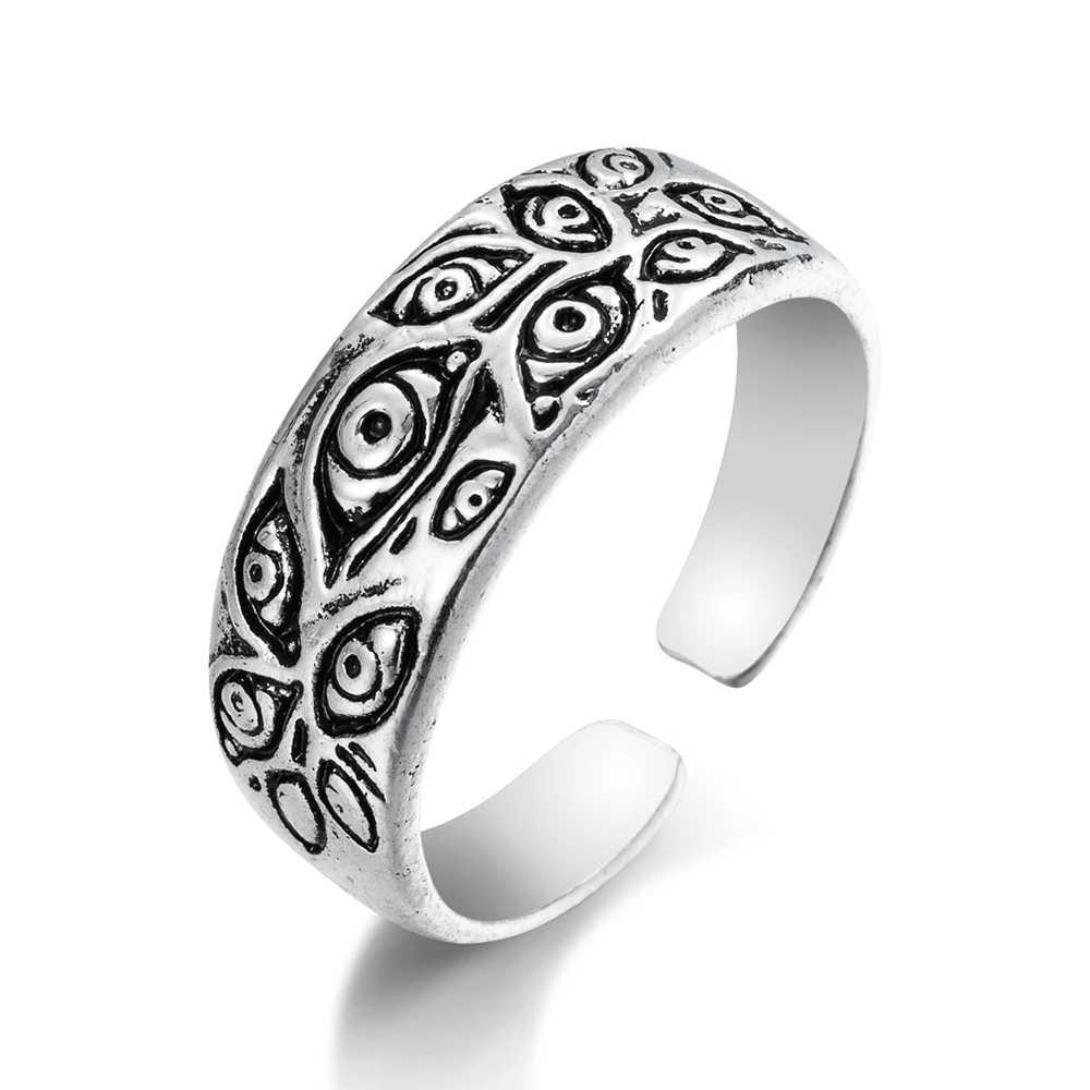 FNIO Vintage Punk Carved Eyes Mens Ring Finger Jewelry Hip Hop Rock Culture Ring Unisex Women Male Party Metal Rings AccessoriesXJ250219