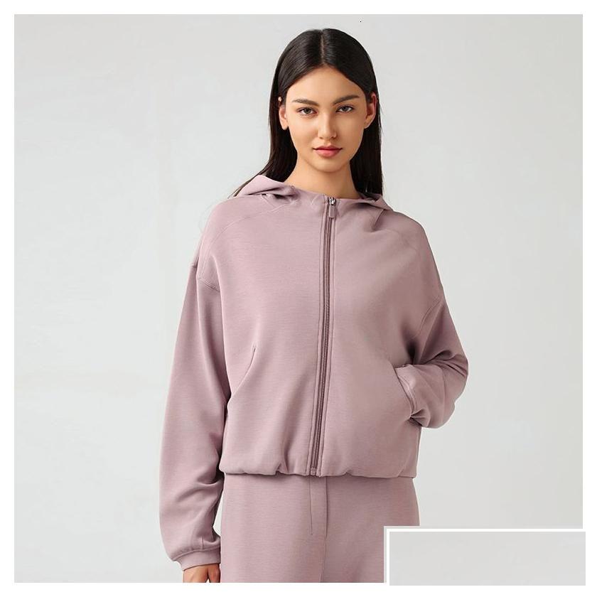 2025--Yoga Outfit Outfits Softstreme Hoodie Full Zip Women Autumn Winter Sports Sweater Loose Gym Jacket Fitness Short Plush Coat Sweatshi