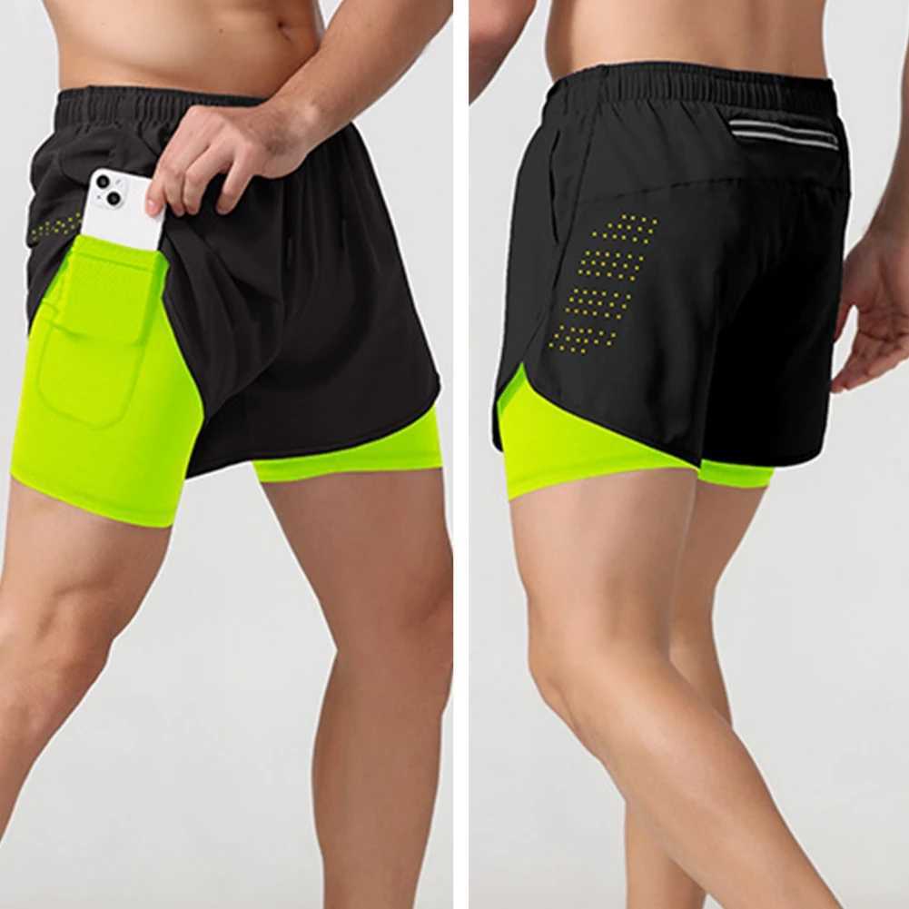 Mens Shorts Lined With Anti-glare Double-layer Fitness Shorts Running Loose-fitting Three-quarter Pants Athletic Shorts W250219