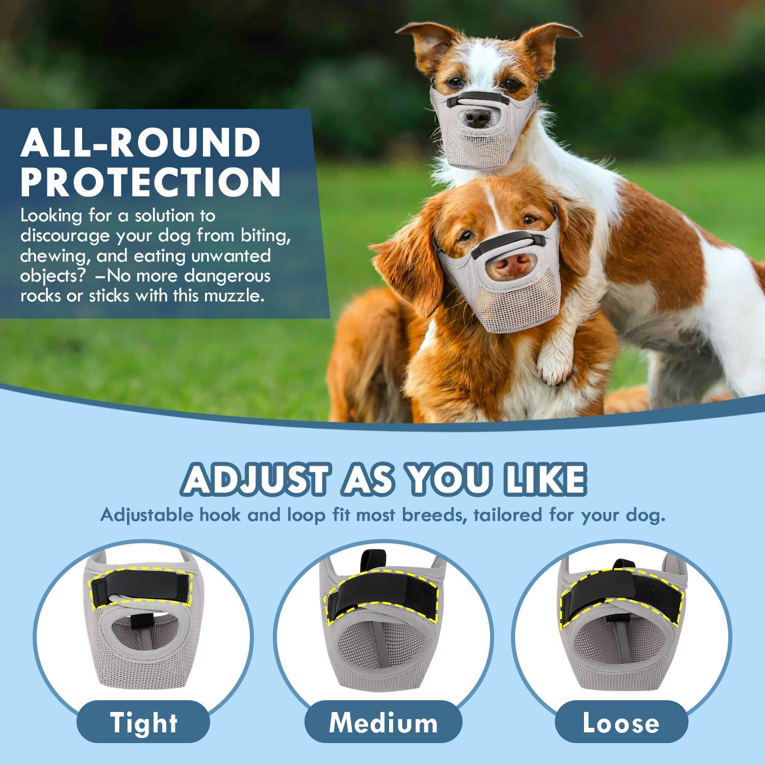 Adjustable Comfort Muzzle for Pets Securely Designed to Block Unwanted Behaviors while Enabling Consumption