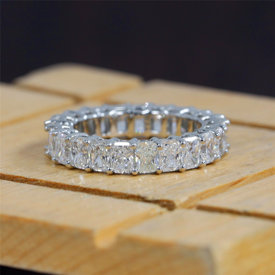 Wedding Rings Jewelry 18K Real Gold Radiant Cut 43mm Full Eternity Band Certified Lab Grown Diamond Eternity Band Vintage Womens Jewelry Wedding Ring 