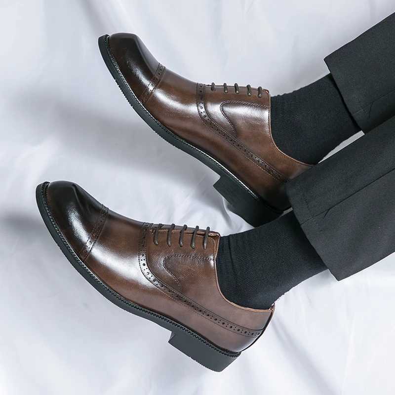 Hot Luxury Ripe-age Mens Female Business Leather Shoes Formal Black Dress Shoes Oxford Wedding Off Shoes Single Y250222