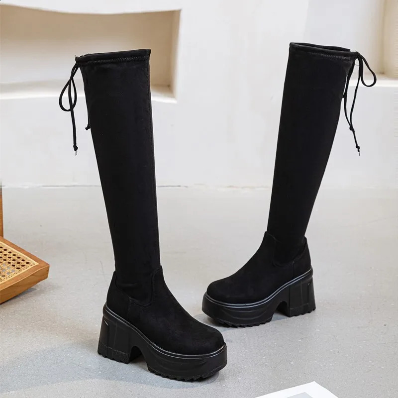 DIMANYU Womens Long Boots Platform Over Knee Female Knight High Heels For Women 250117
