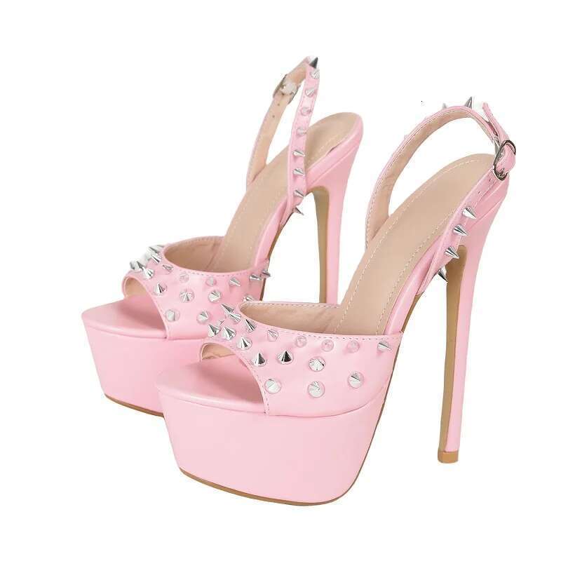 Sexy Peep Pole Dance High Heels Women Sandals Fashion Rivet Platform Open Toe Buckle Strap Party Shoes