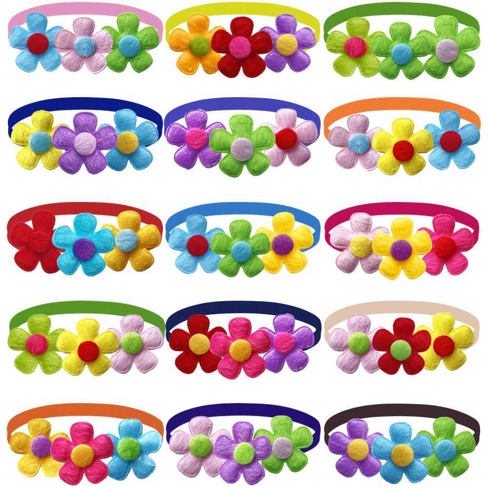 50/100 Pcs New Pets Dog Grooming Supplies Spring Flower Style Puppy Dog Collar Bow Tie Accessories Cute Dogs Bow Tie Necktie W250219