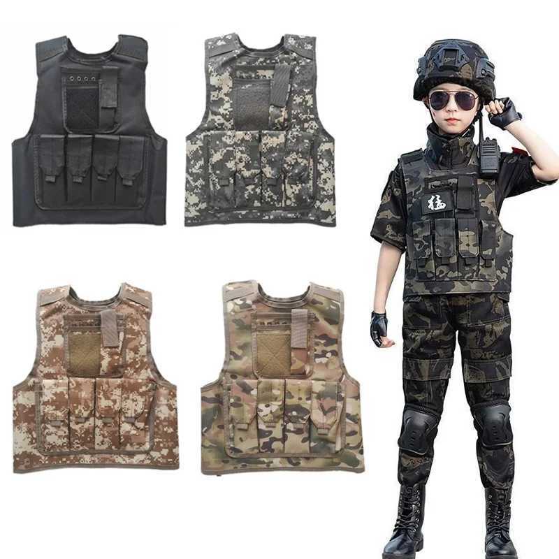 Children Combat Camouflage Vest Kids Airsoft Vests Outdoor Paintball Tactical Waistcoat CS Gear Boys Girl Sniper UniformXJ250219