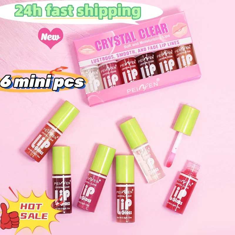6Pcs Mirror Lip Glaze Set Moisturizing Pudding Lipgloss Long lasting Lip Protection Oil Hydrating Liquid Lipstick Lips CosmeticsW250219