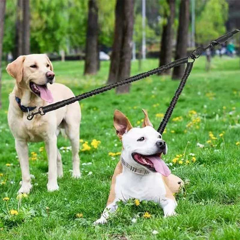 Pet Dog Double Leashes Dog Leash Rope Elastic Extended Pet Leash Belt Outdoor Training for Two Double Small Medium Dogs LeadXJ250218