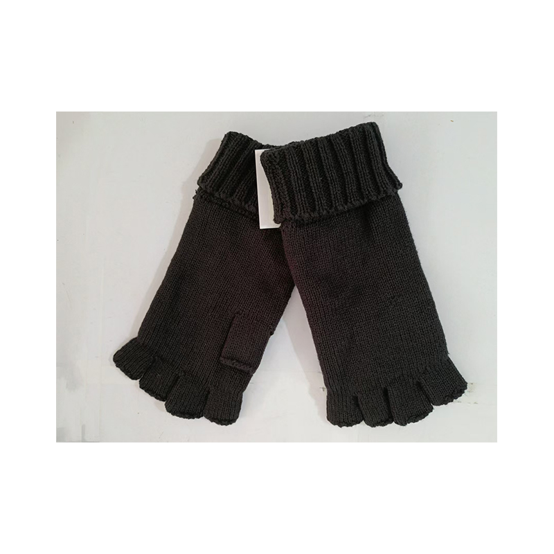 Men's fall and winter cotton nitrile blend padded warm half finger knitted gloves XYS003
