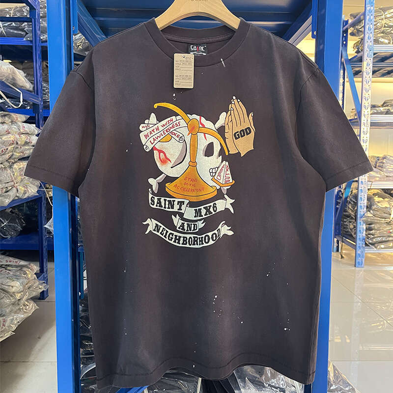 SAINT MICHAEL CHO collaborates with 25SS "nbhd" for the second phase of American style distressed short sleeved shirts