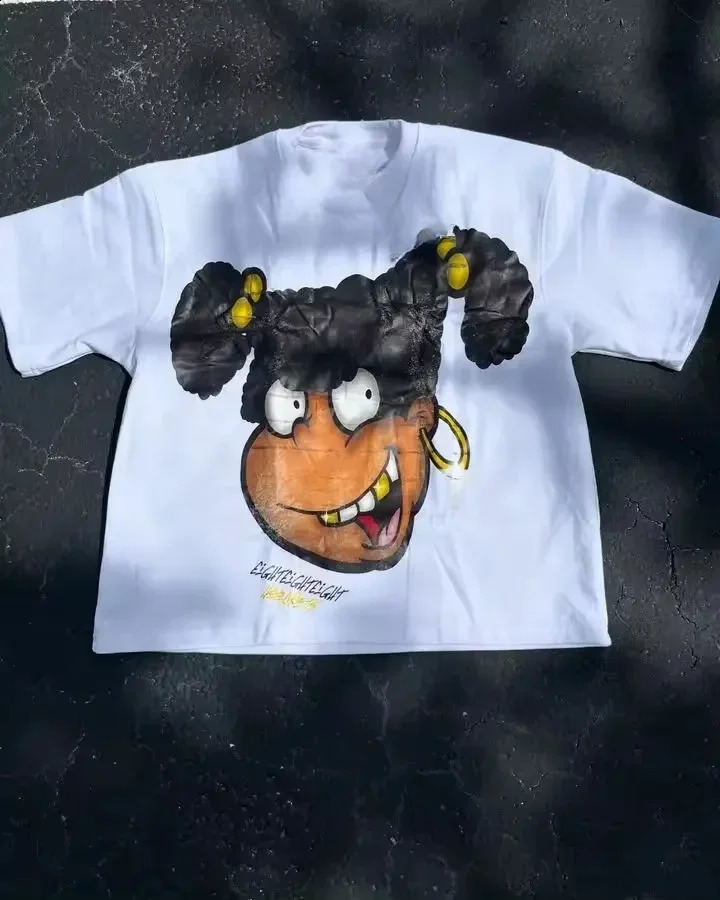 Streetwear TShirt Y2K Gothic Hip Hop Cartoon Anime Graphic Print Oversized T Shirt Men Women Round Neck Cotton Short Sleeve Tops 250213