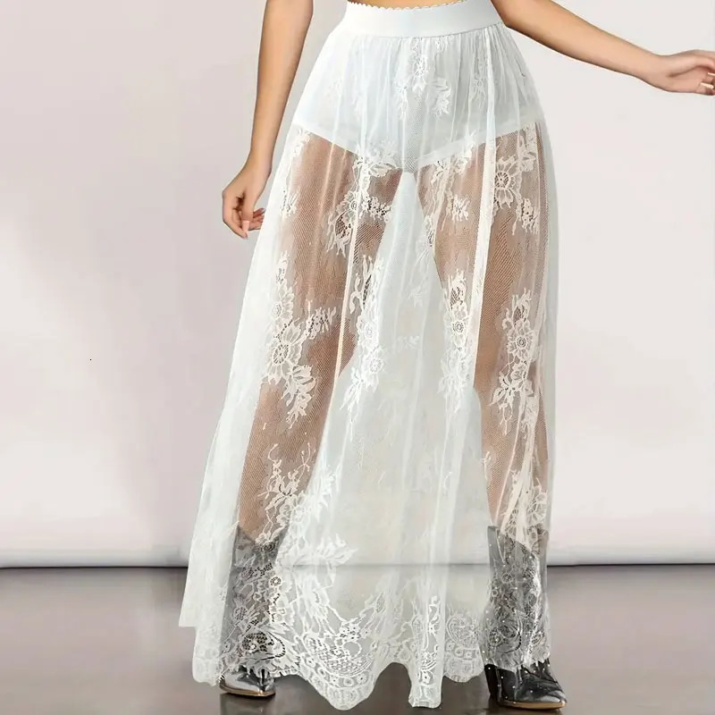Elegant Party Evening Sexy Dress Lace Dresses for Women See Through Maxi Bodycon Gothic Lolita Fashion Black Skirt 250213