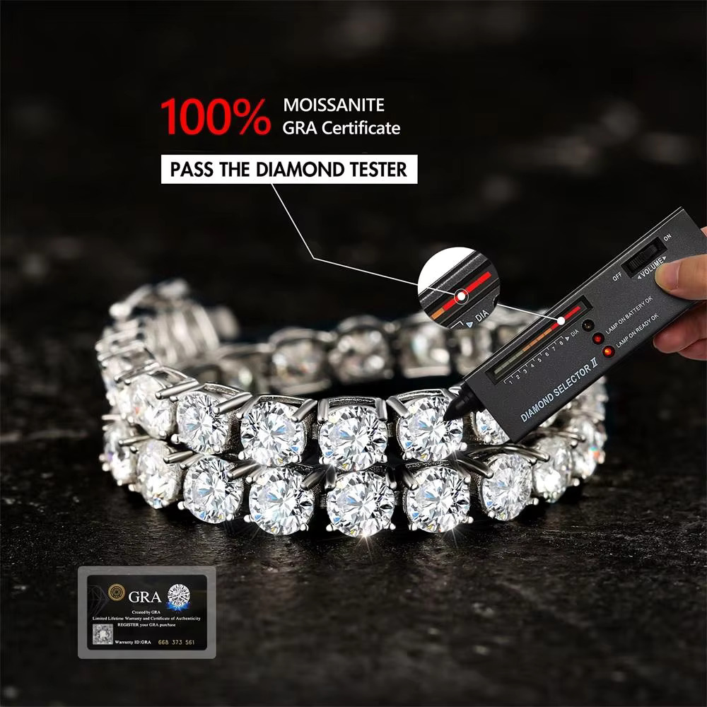 Wholesale 14K VVS Moissanite Dia Tennis Chain 3mm 4mm 5mm Sterg Sier Men Women Fine Jewelry Bracelet Necklace