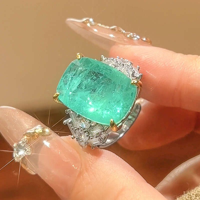 Huamei Ring Jewelry Emerald Red Corundum Women's High end Fashion