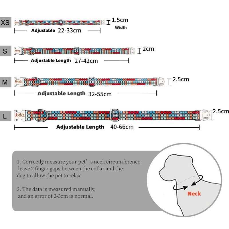 Nylon Plaid Boy Girl Unisex Dogs Collar Small Large Personized Dog Collar Product Dog Collars Custom Free One Name ID Tag W250219