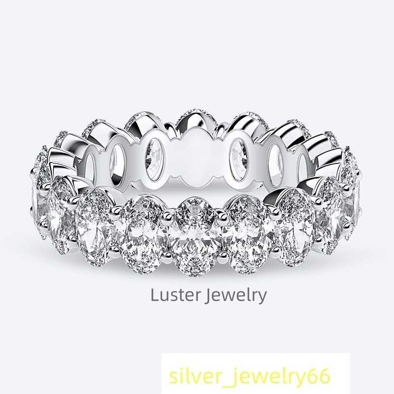 Luster Jewellery Bling D Color Wedding Ring Band Oval Moissanite Ring 925 Sterling Silver for Women Men