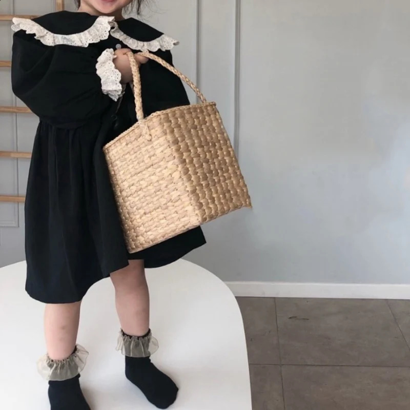 Spring and Autumn Girls Dress Lace Patch Korean Style Cute Girl Long Sleeve Collar Party Princess Dress 250219