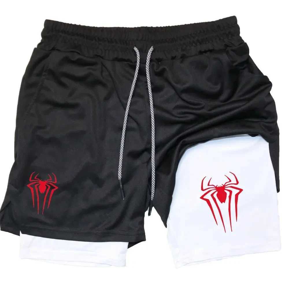 M-3XL Mens sports shorts spider print compression shorts informal training running Mesh 2-in-Performance Shorts Summer W250219