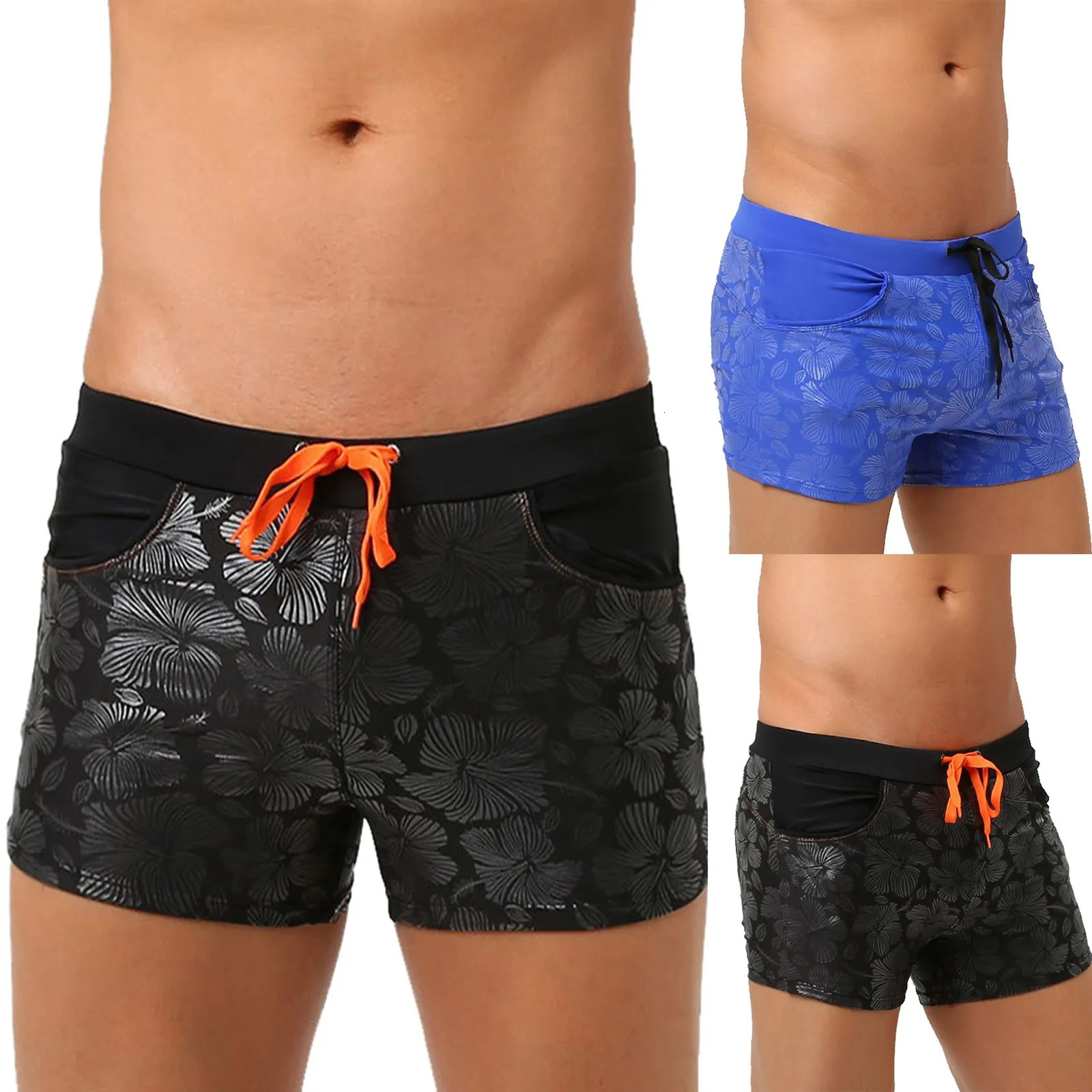 mens swimming trunks summer boxers shorts Cool Sports Fit Beach Shorts Fashion Swimming Trunks tie man beach swimpant 250219