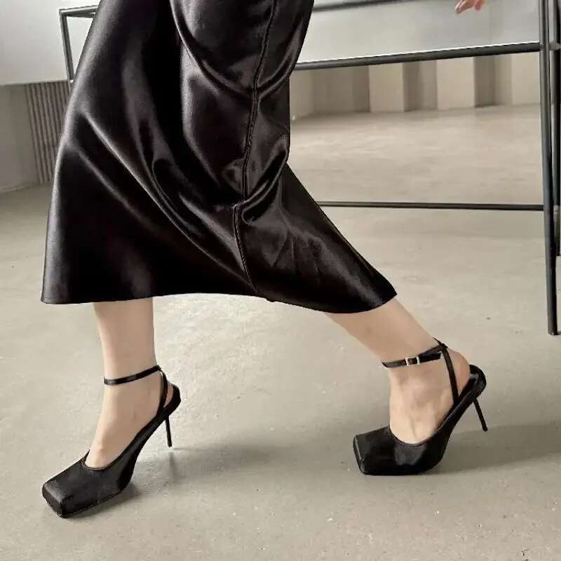 Spring Designer Square Toe Women Pumps Stiletto High Heels Sexy Party Stripper Mules Ladies Shoes atos De Mujer