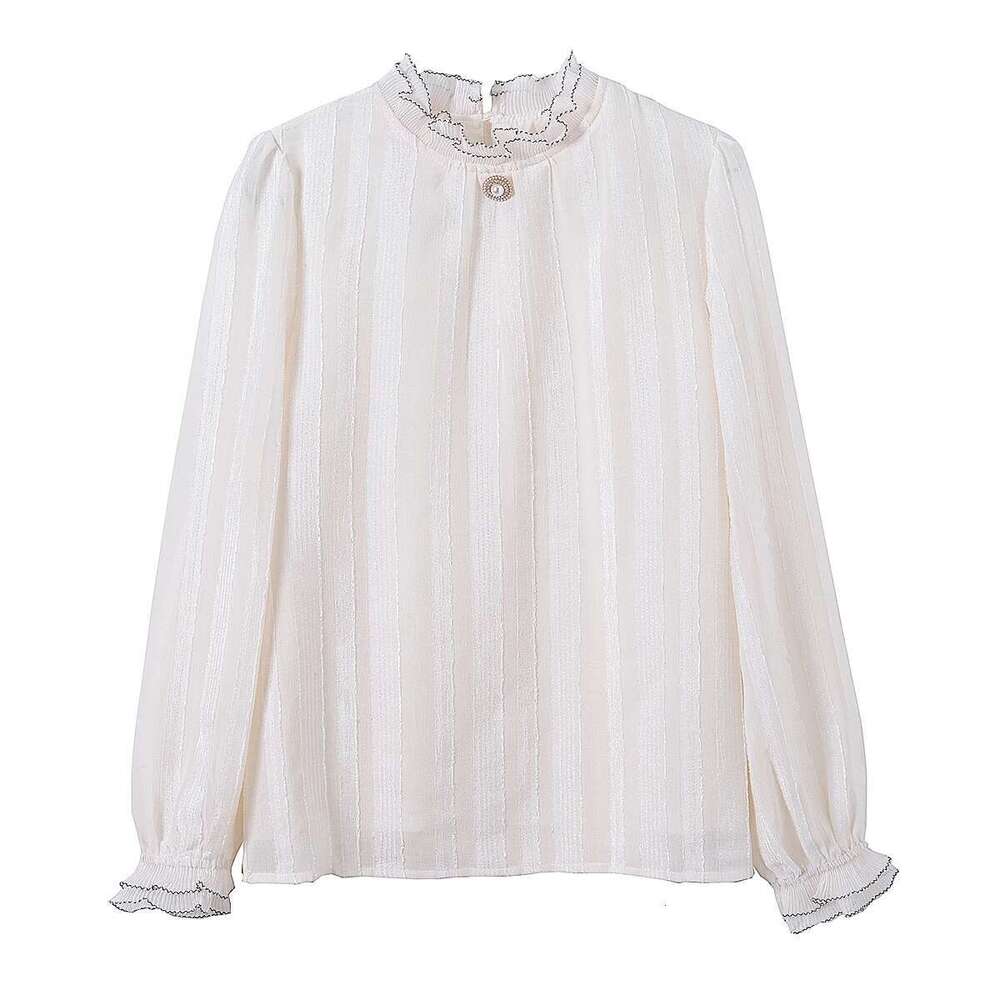 Long Sleeve Blusas Mujer De Moda 2024 Apricot Chiffon Blouse Shirt Tops Women Blouses Camisas Blusa Feminina F515