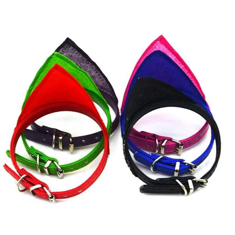 Adjustable cat and dog bandana collar PU pet neck scarf with printed triangle scarfXJ250218