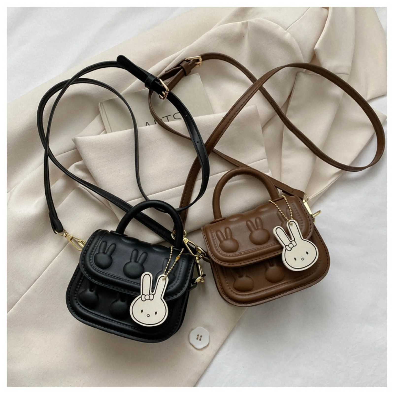 Kids Mini Small Square Bag Cute Rabbit Girl Messenger Bag Crossbody Bags Girls PU Leather Hand Bags Purses and Princess Handbags 250219