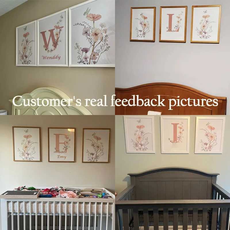 Personalized Name Wildflower Nursery Decoration Poster Picture Floral Canvas Painting Baby Girl Bedroom Wall Art He Decor Y250218