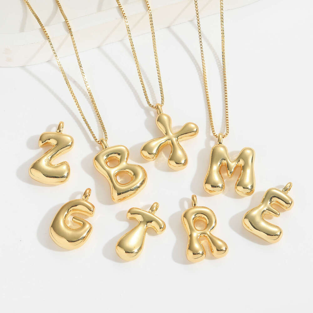 New fashionable versatile balloon bubble cute and chubby necklace with 26 English letters pendant
