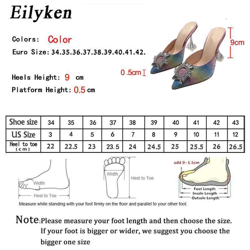 Rhie Women Pumps Sandals Elegant Pointed Toe High Heels Bg Crystal Perspex Spike Heeled Mule Shoes