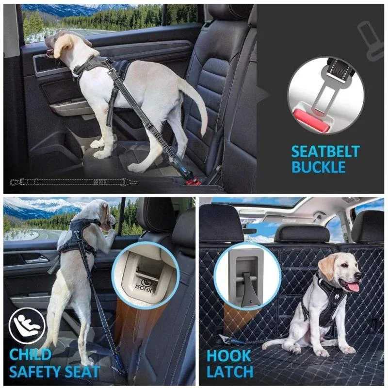 Adjustable Pet Seat Belt 3-in-1 Safety Leash Vehicle Belts Reflective Nylon Rope Harness Dog Accessories Cat Car AccessoryXJ250218