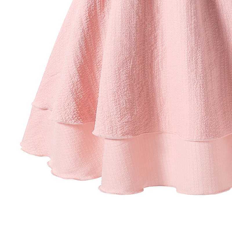 Princess Dress Sweet Style Solid Pink Tiered Sling Dress 8-12 Years Tween Girls Dress Birthday Party Pageant Communion DressT250219