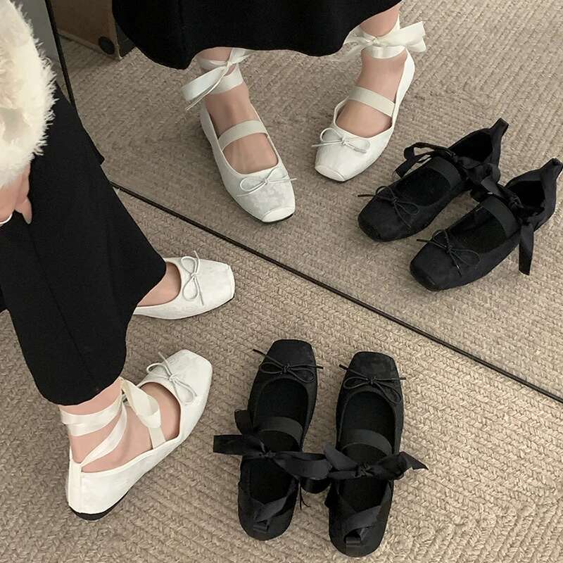 2025 New Women Ballte Fashion Elegant Cross Strap Ladies Outdoor Dress Flats Ballerina Shoes #ddmykukumalu