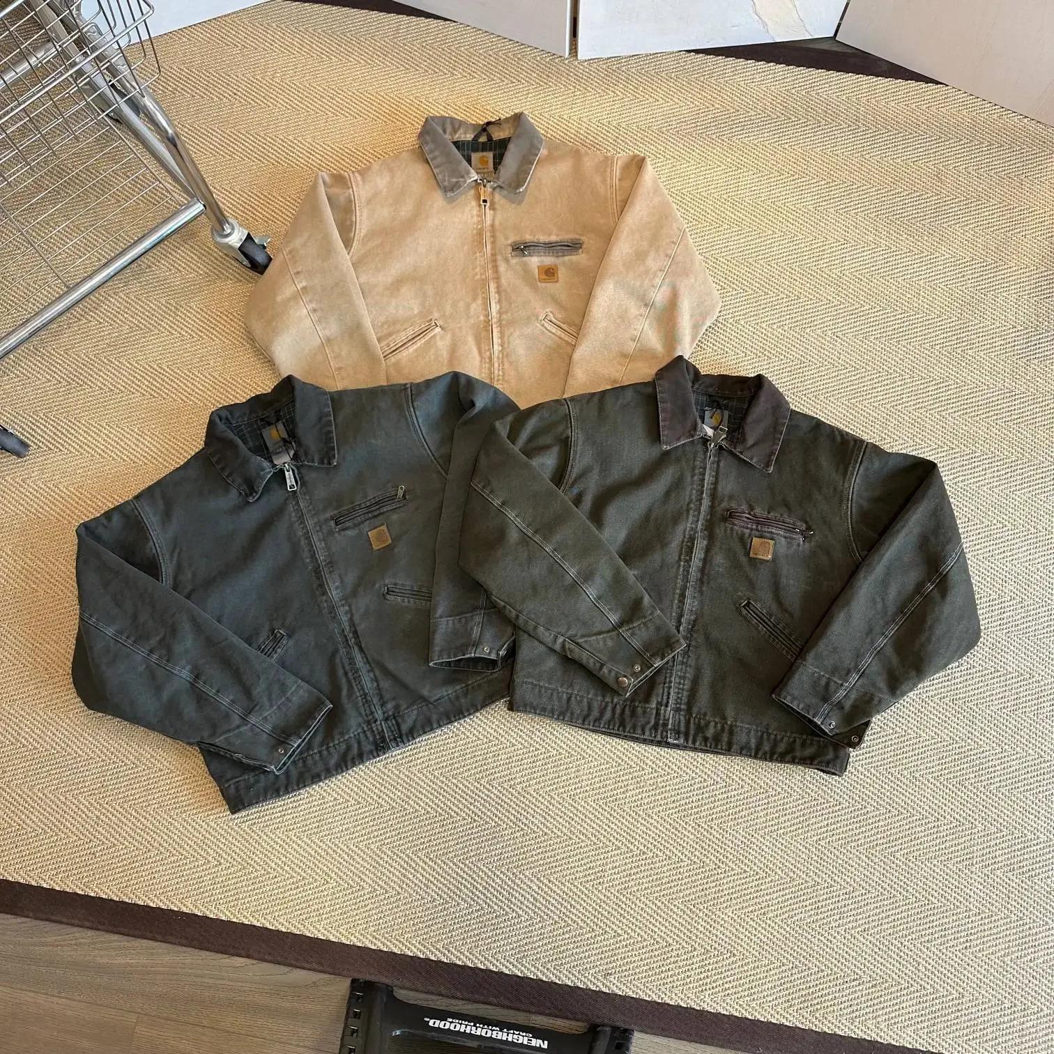 High-Quality Used J97Canva Loose-Fit Jacket Casual Scene Zipper Up Coat Free Size Non- Causal Clothing From China 250214