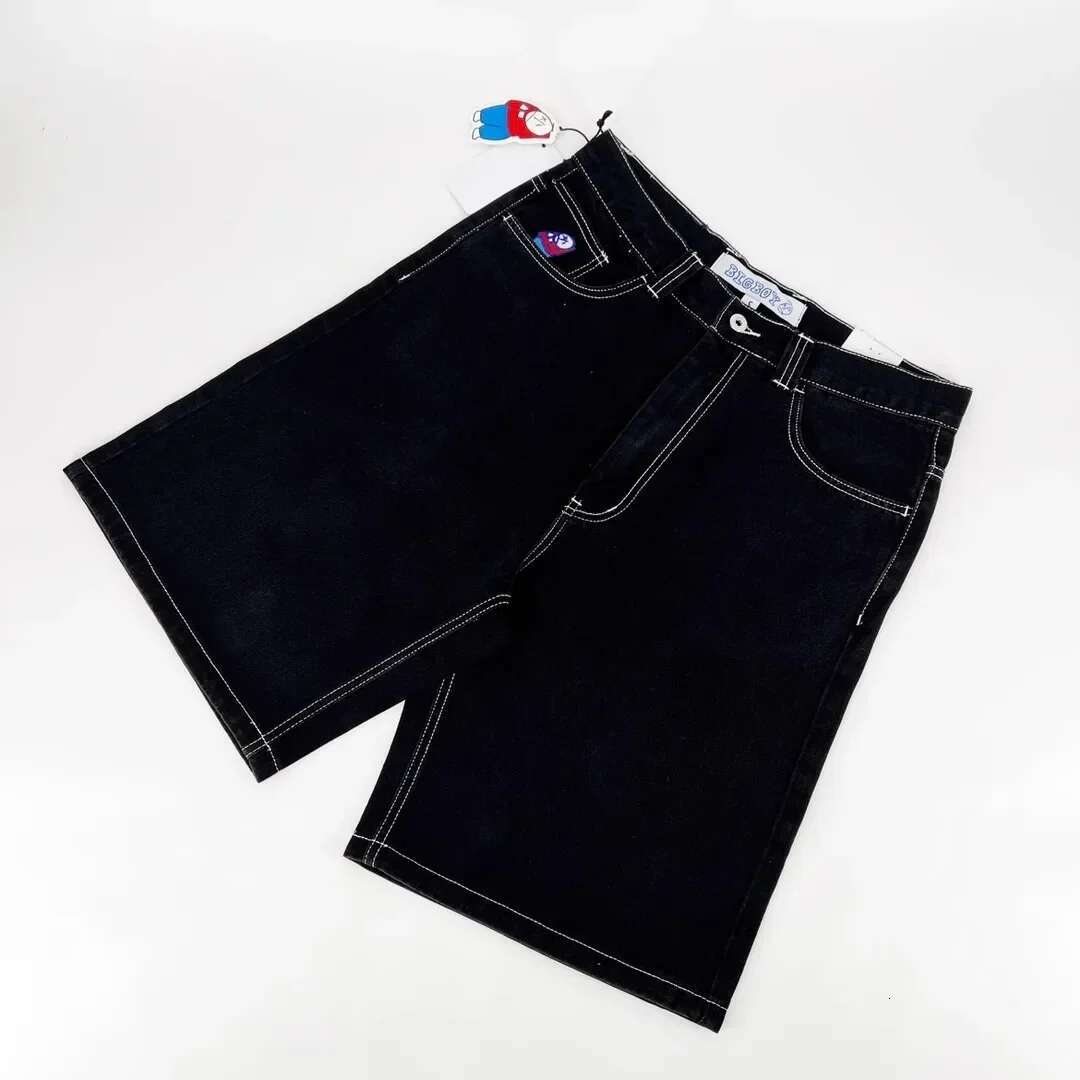 Big Boy Retro Hip-hop Cartoon Pattern Street Wear Denim Embroidery Designer Loose Denim Shorts Jorts New Haruku Gym Sports Basketball Shorts Men'