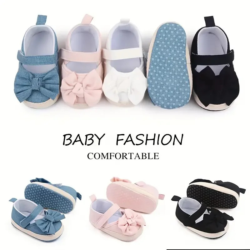 Cute Baby Girls Shoes 0-18M Baby Soft Sole Baby Shoes Cotton Bow Princess Shoes First Walking Shoes Baby Shoes 250219