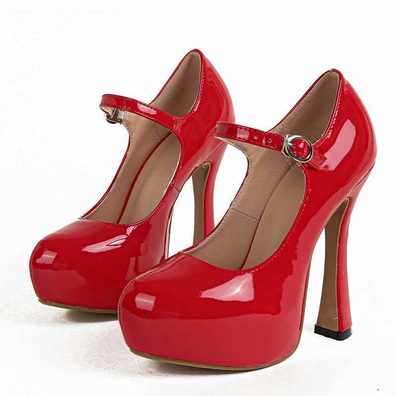 Street Style Fashion Platform Women Pumps Round Toe Square Heel Ankle Strap Stripper Ladies Shoes atos De Mujer